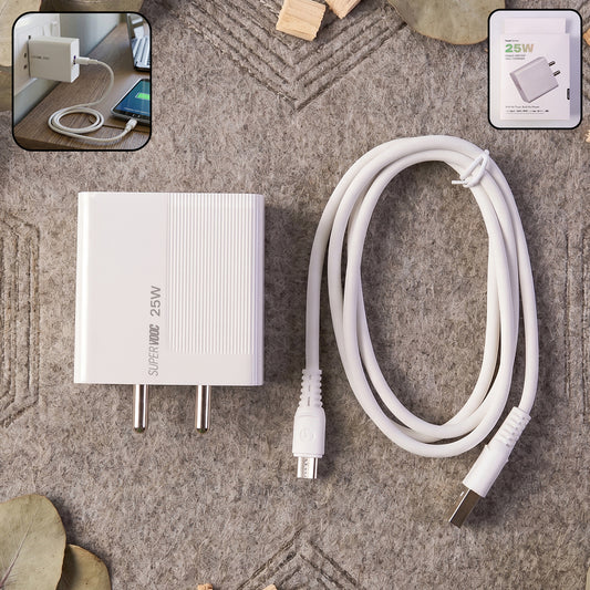 25W High Speed Single USB Fast Wall Charger Adapter with Micro USB Cable