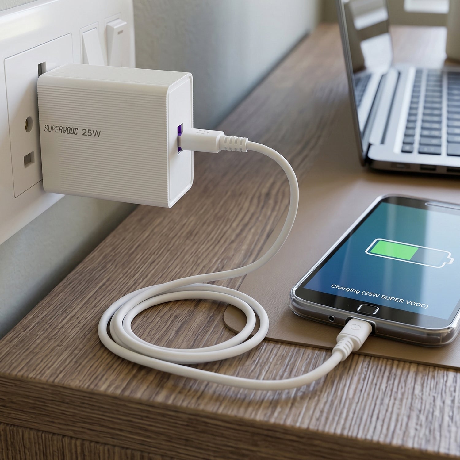 25W High Speed Single USB Fast Wall Charger Adapter with Micro USB Cable