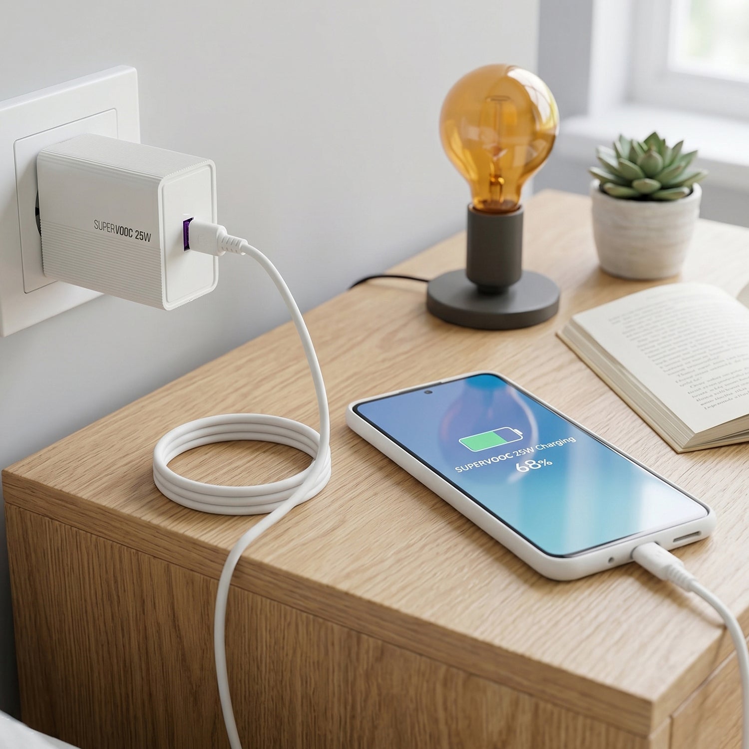 25W High Speed Single USB Fast Wall Charger Adapter with Micro USB Cable