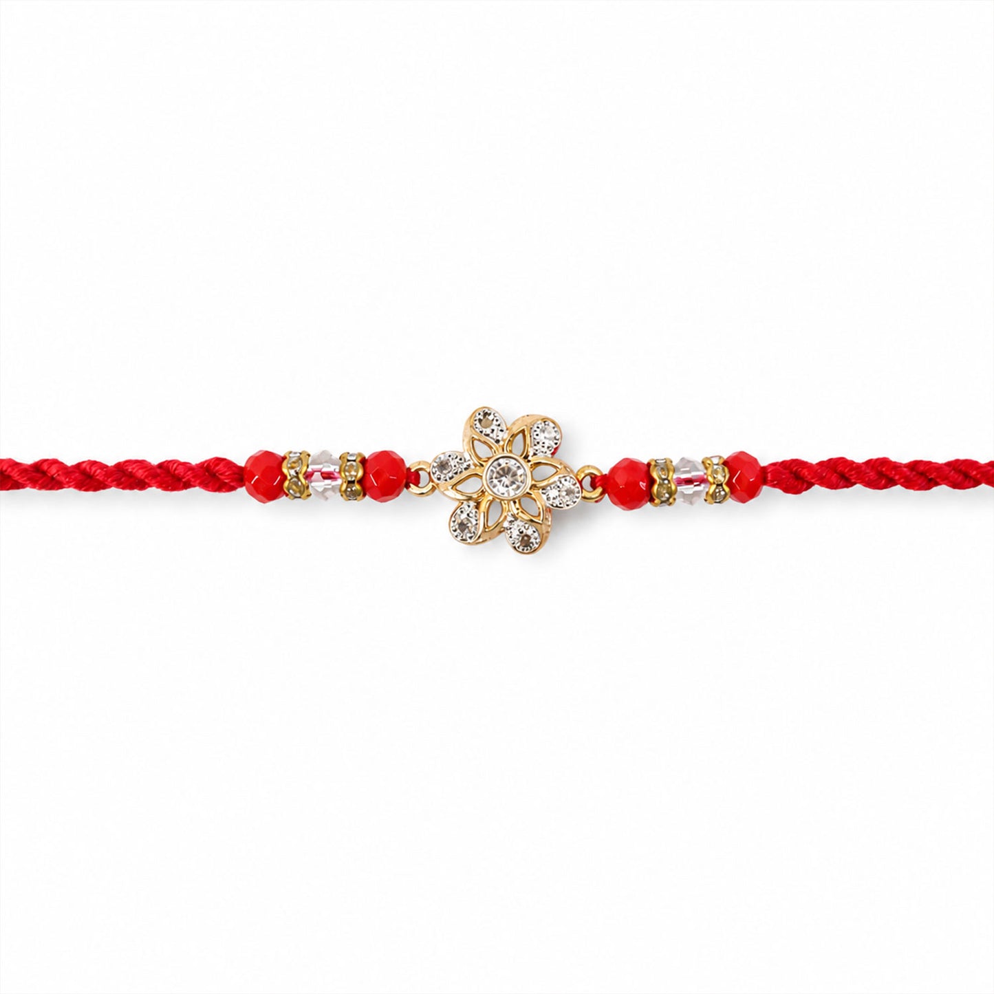 Sparkling American Diamond CZ Flower Designer Rakhi for Brother Gift Set