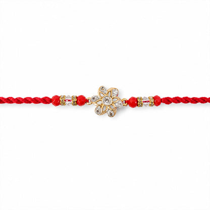 Sparkling American Diamond CZ Flower Designer Rakhi for Brother Gift Set