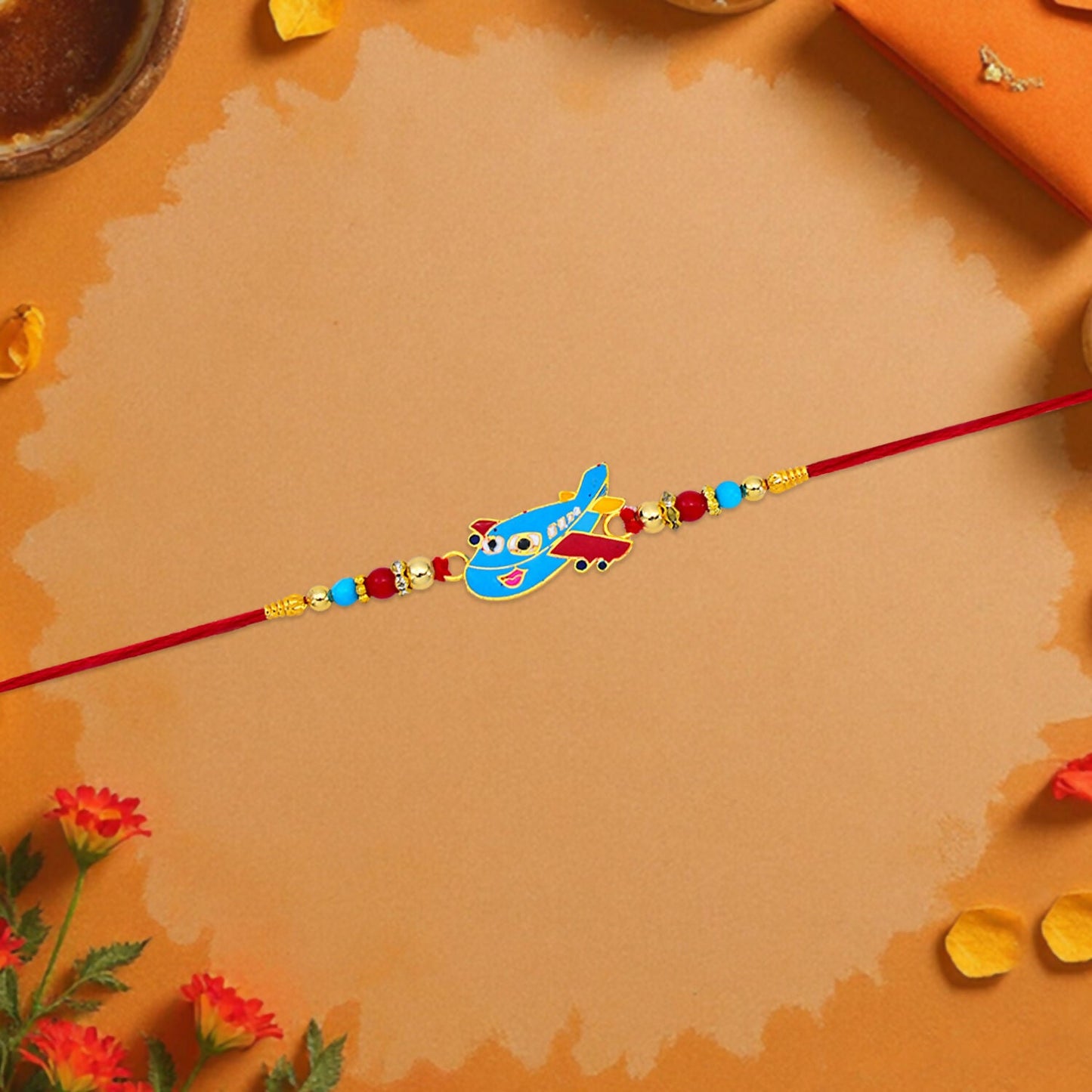 Kids Rakhi Playful Airplane Design Multicolor Beads (10pcs)