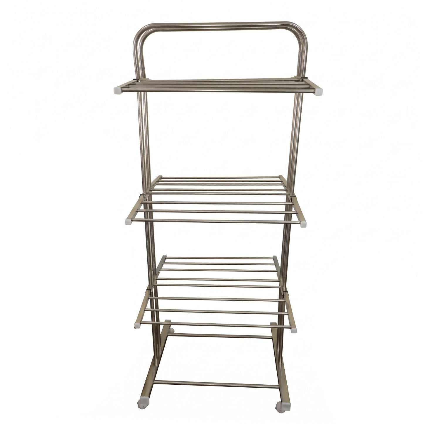 Stainless Steel Clothes Drying Stand – Foldable 3-Layer Rack with Wheels