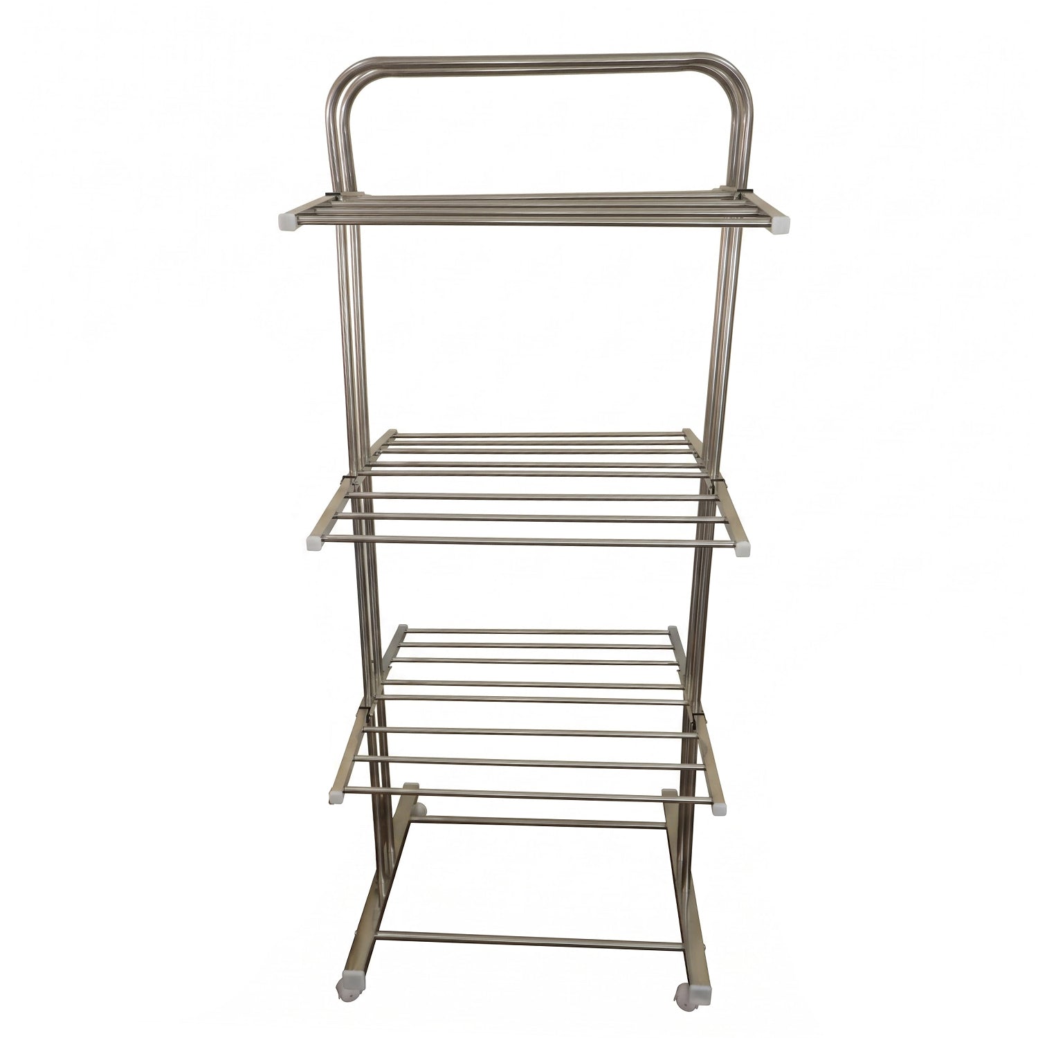 Stainless Steel Clothes Drying Stand – Foldable 3-Layer Rack with Wheels