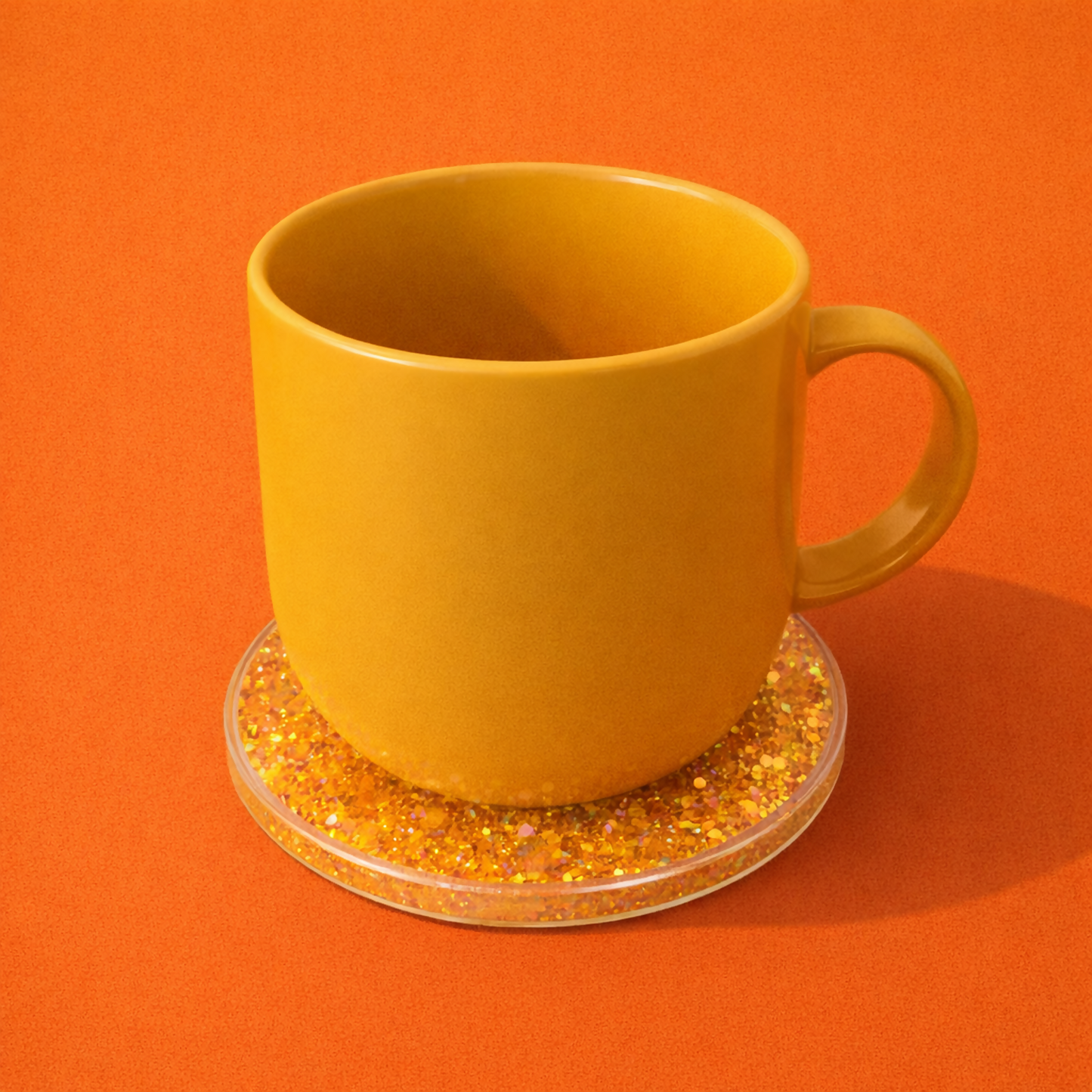 Golden Glitter Resin Tea Coaster for Cups & Mugs ( MUG NOT INCLUDED)