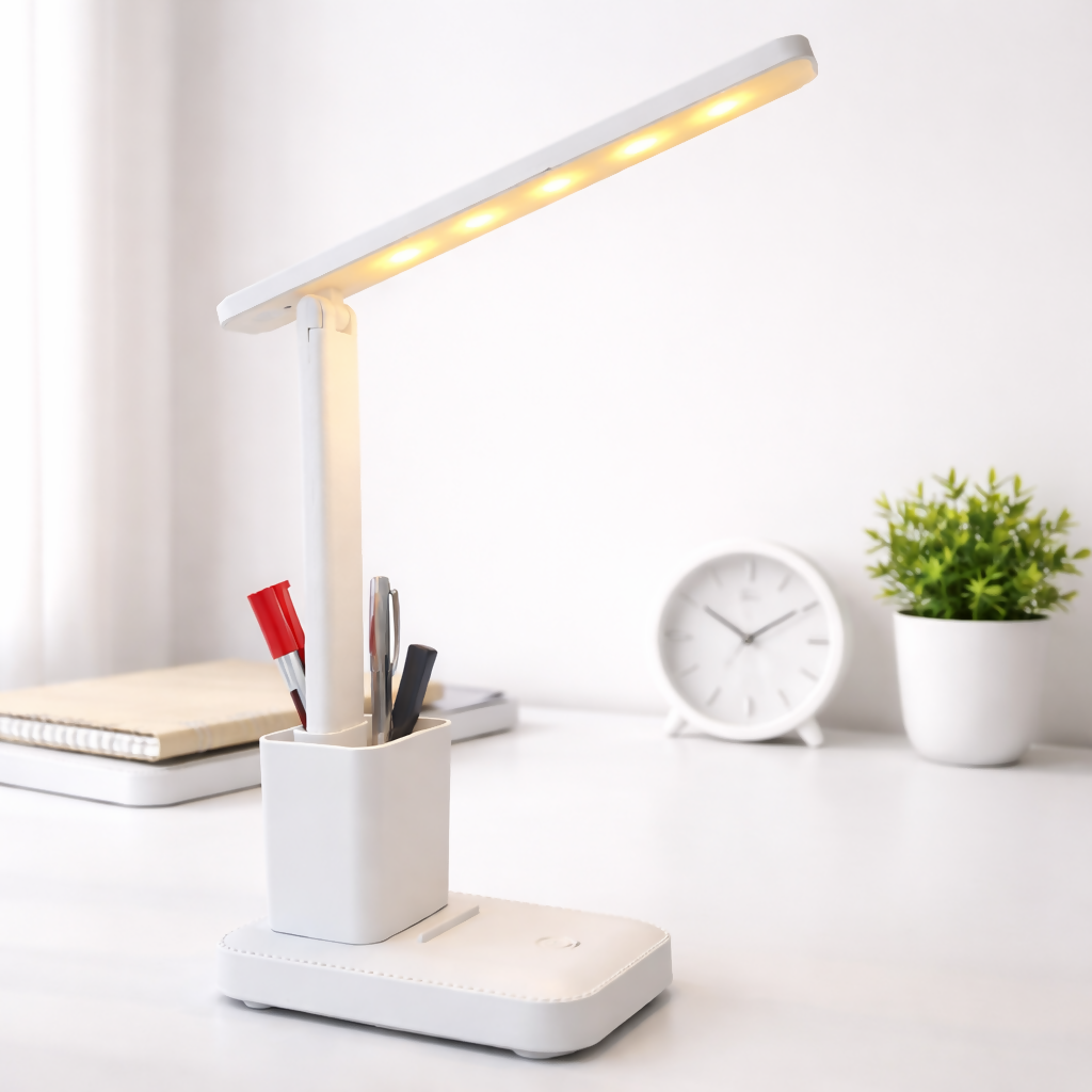 LED Desk Lamp with Pen Holder, Adjustable Study Table Lamp for Home & Office