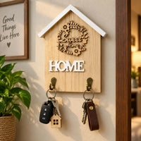 Sweet Home Wall Key Holder with 2 Hooks, Decorative House Shape