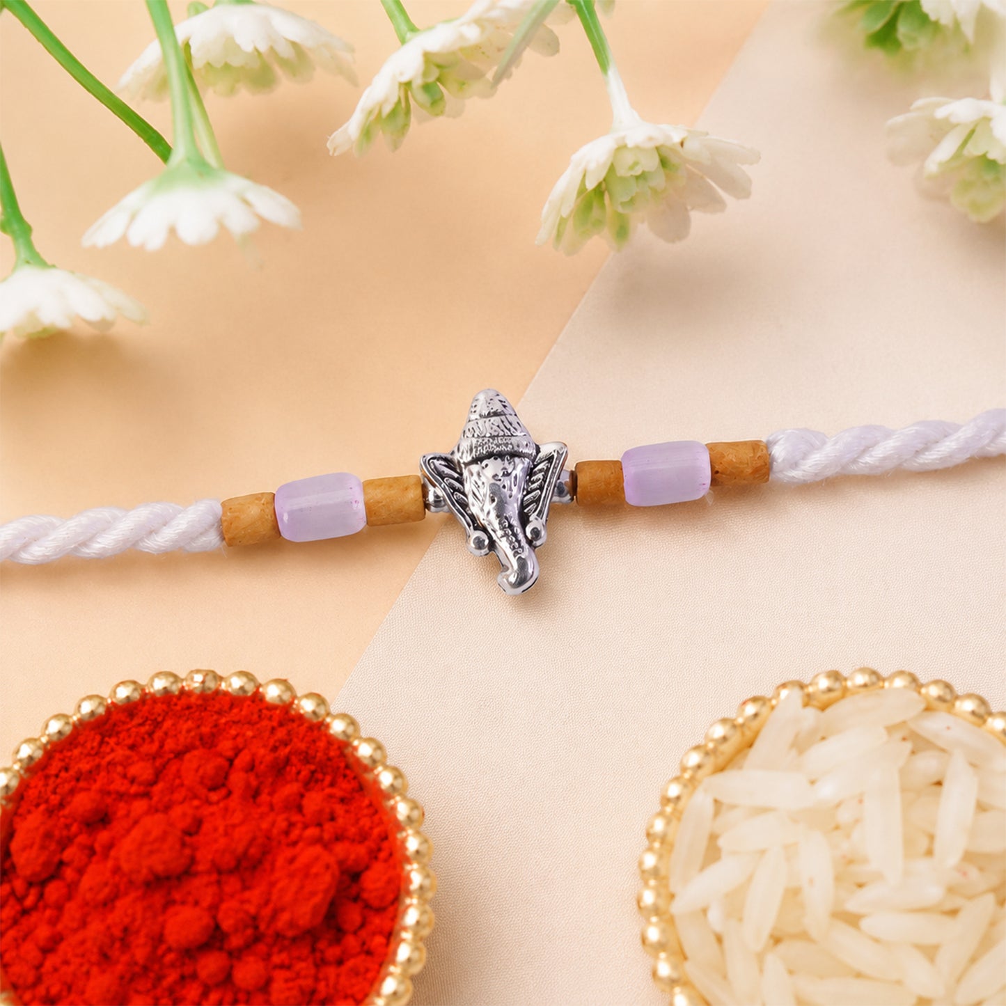 Elegant Diamond Look Rakhi with Shiny Centre and Refined Raksha Bandhan Styling