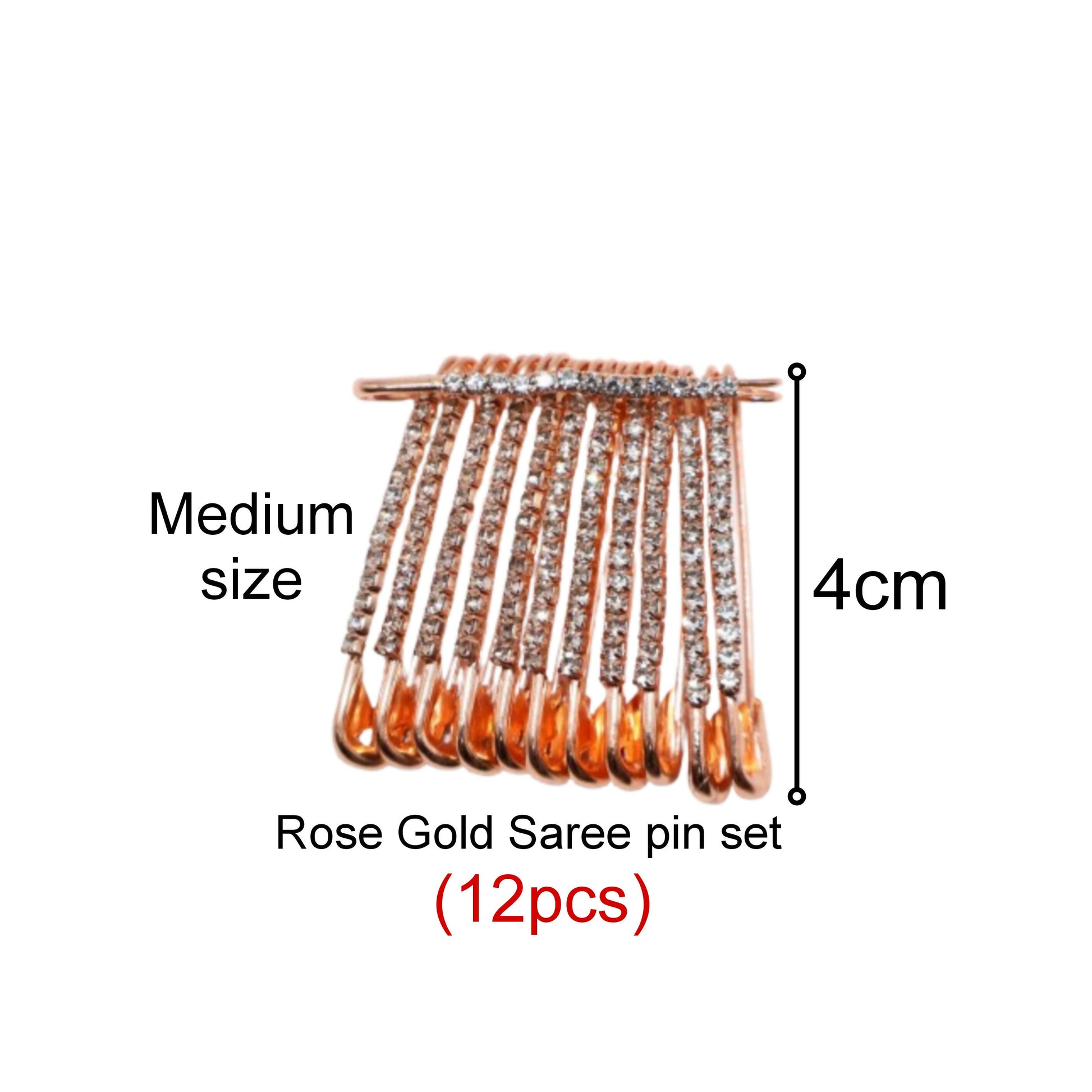 Rose Gold Crystal Dangle Saree Pin Brooch - Shawl Sweater Dress Clip