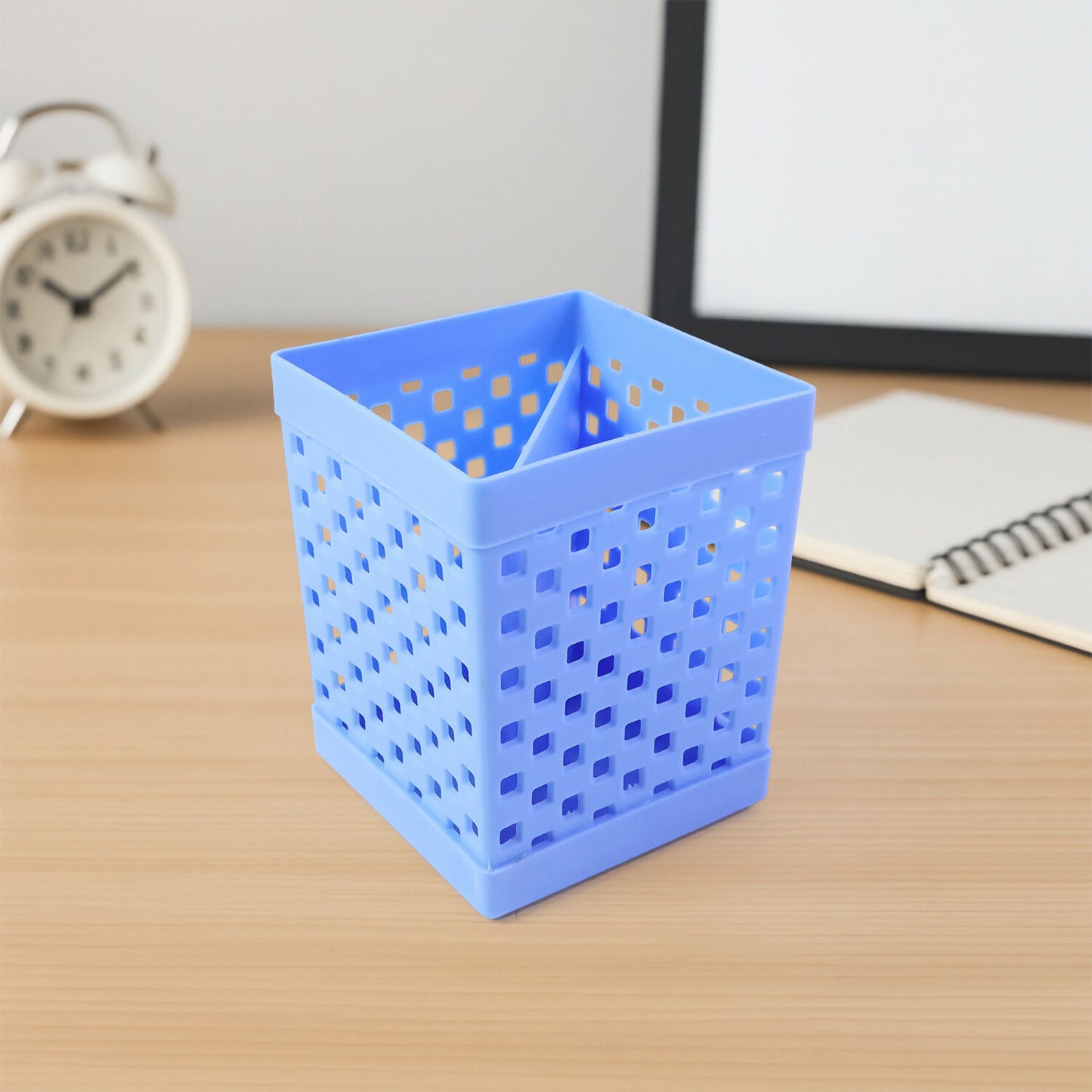 Square Pen Stand for Desk Organization with Open Design for Pens, Pencils and Stationery Use