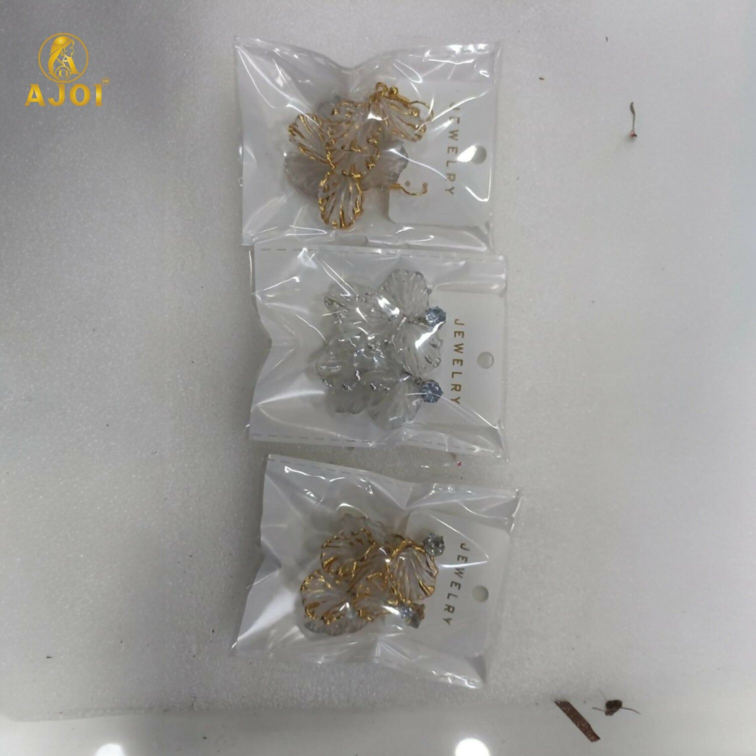 Transparent Leaf Design Drop Earrings Combo (3 Pair Set)