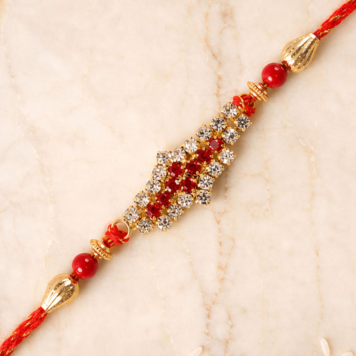 Leaf Shaped Stone Rakhi for Raksha Bandhan Gifting (Pack of 6)