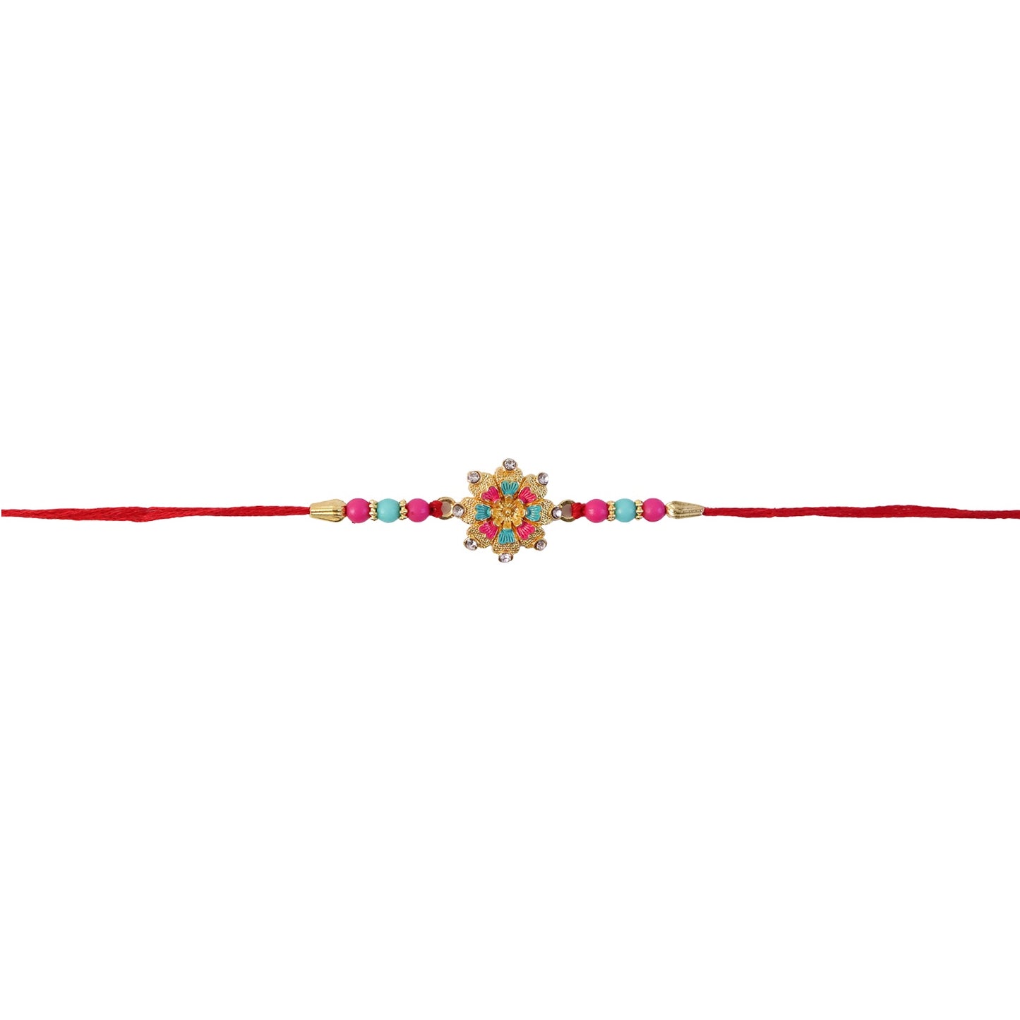 Pink Floral Mandala Rakhi in packaging