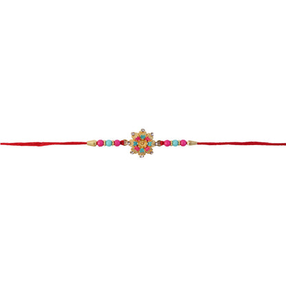 Pink Floral Mandala Rakhi in packaging