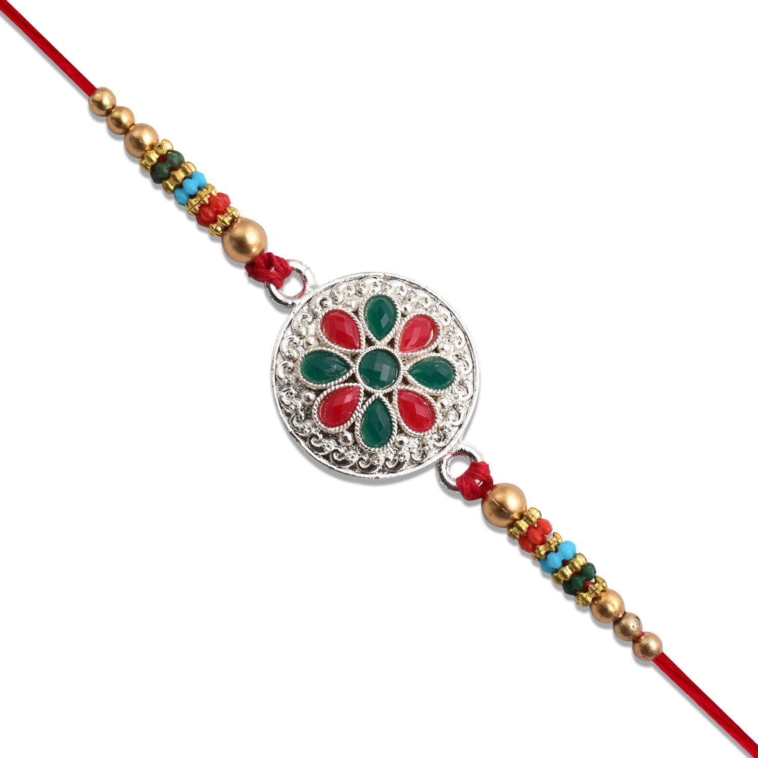 Rakshabandhan Silver Plated Floral Rakhi Traditional & Elegant (5pcs)