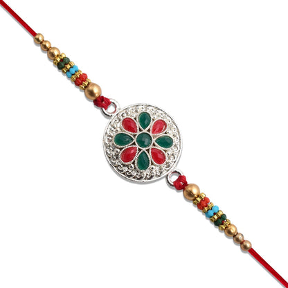 Rakshabandhan Silver Plated Floral Rakhi Traditional & Elegant (5pcs)