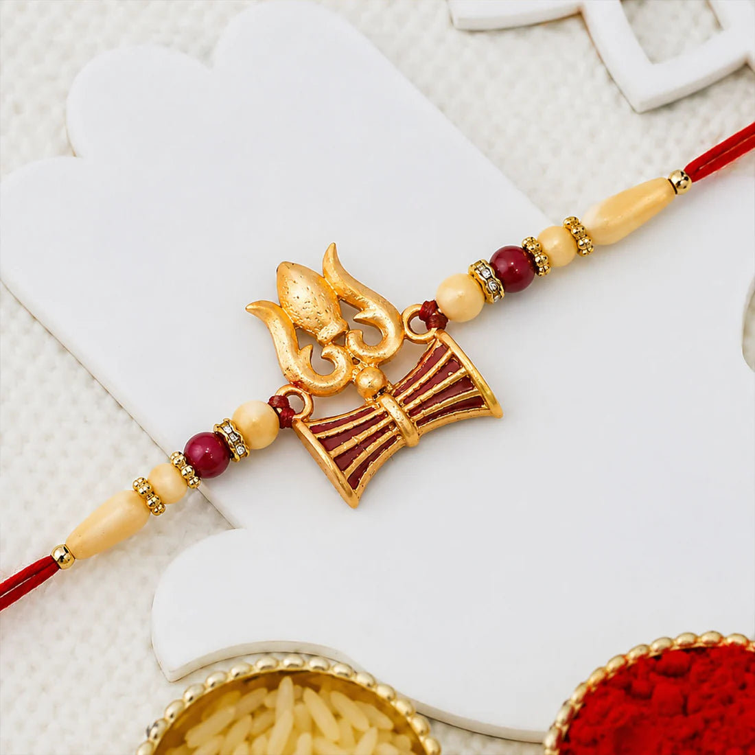 Om Trishul Rakhi Set with Choco Almonds, Pack of 3