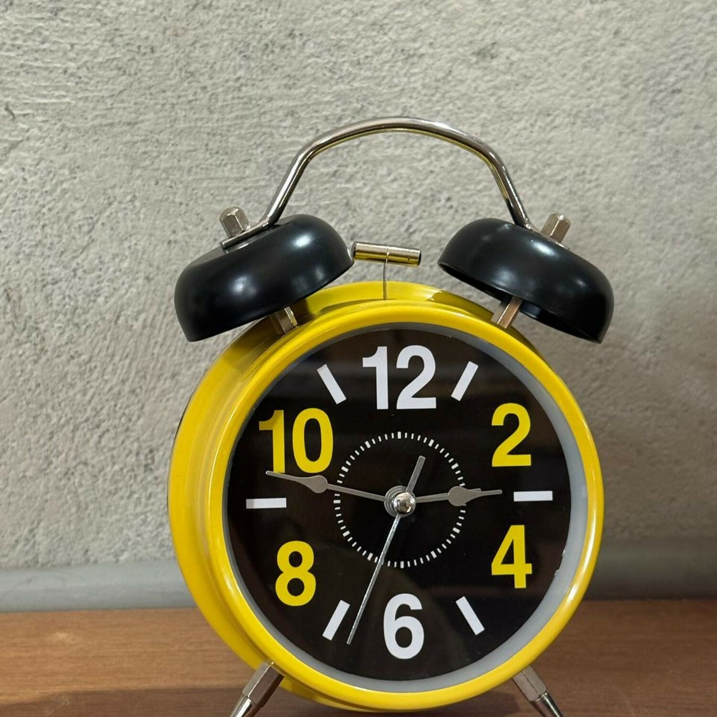 Yellow Twin Bell Alarm Clock with Bold Numbers & Loud Ring for Heavy Sleepers