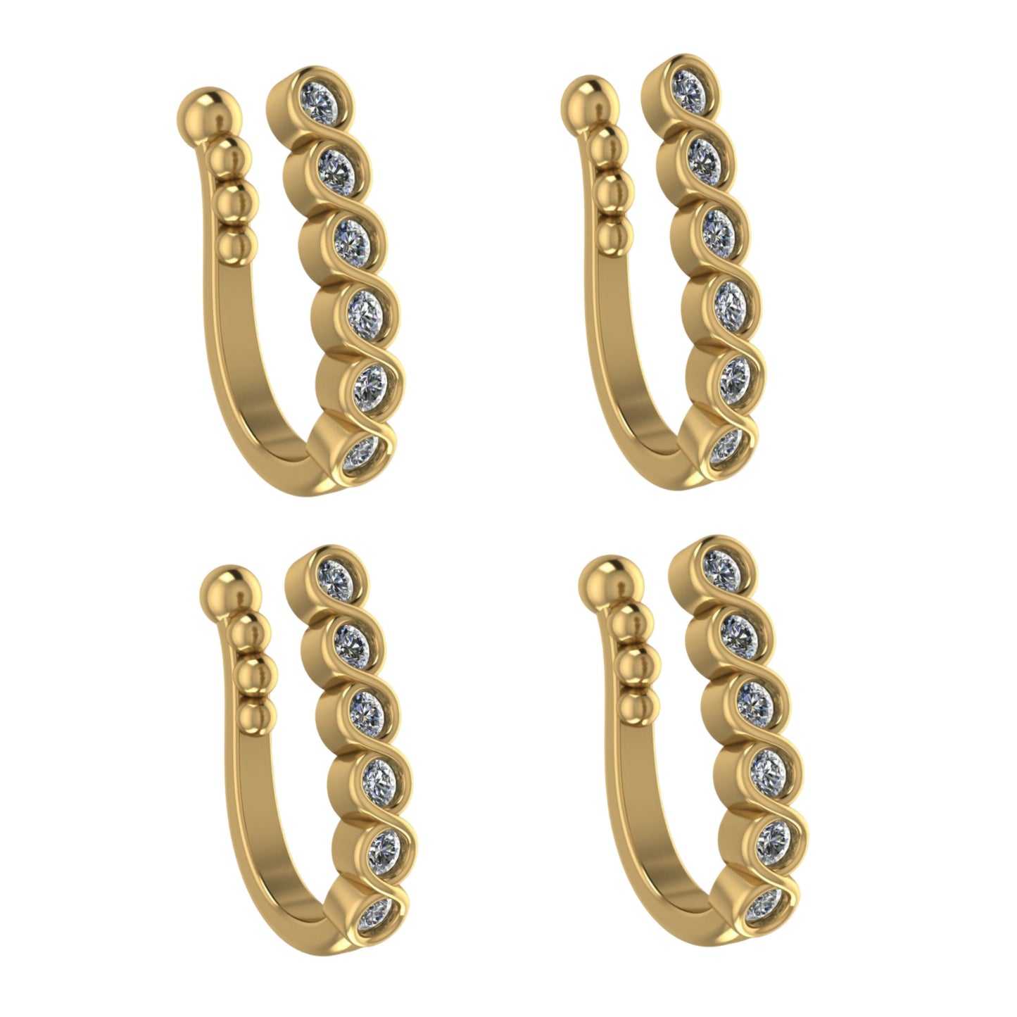 Gold Plated Diamond Look AD Nose Pin (4-Pack)