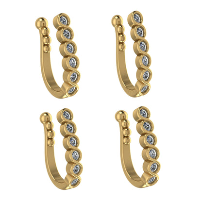 Gold Plated Diamond Look AD Nose Pin (4-Pack)