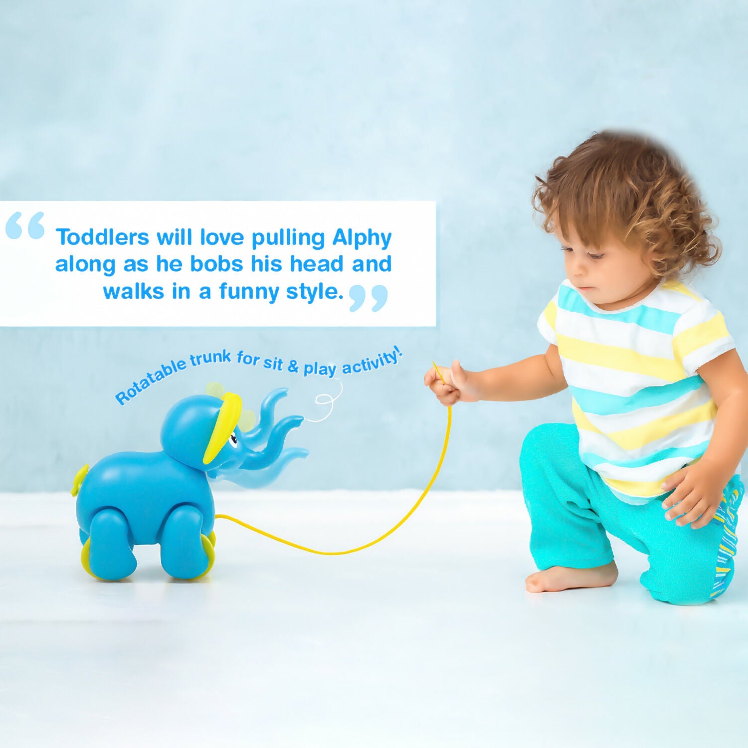Funskool Giggles Alphy the Elephant Pull-Along Toy – Walking & Activity Toy for Toddlers