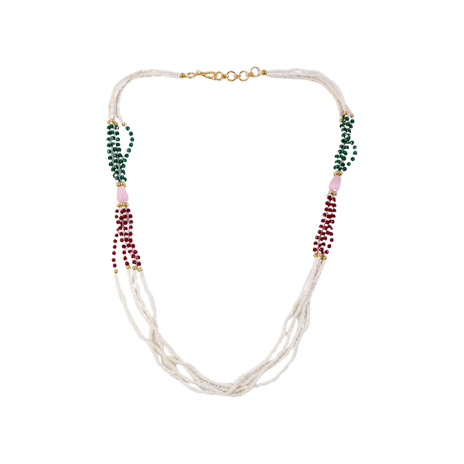 Elegant Multi Strand Pearl Beaded Mala Necklace Traditional Ethnic Jewelry for Women Handmade