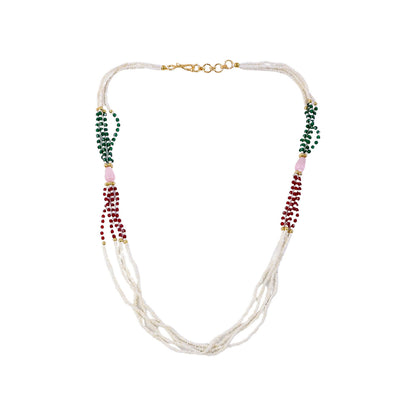 Elegant Multi Strand Pearl Beaded Mala Necklace Traditional Ethnic Jewelry for Women Handmade