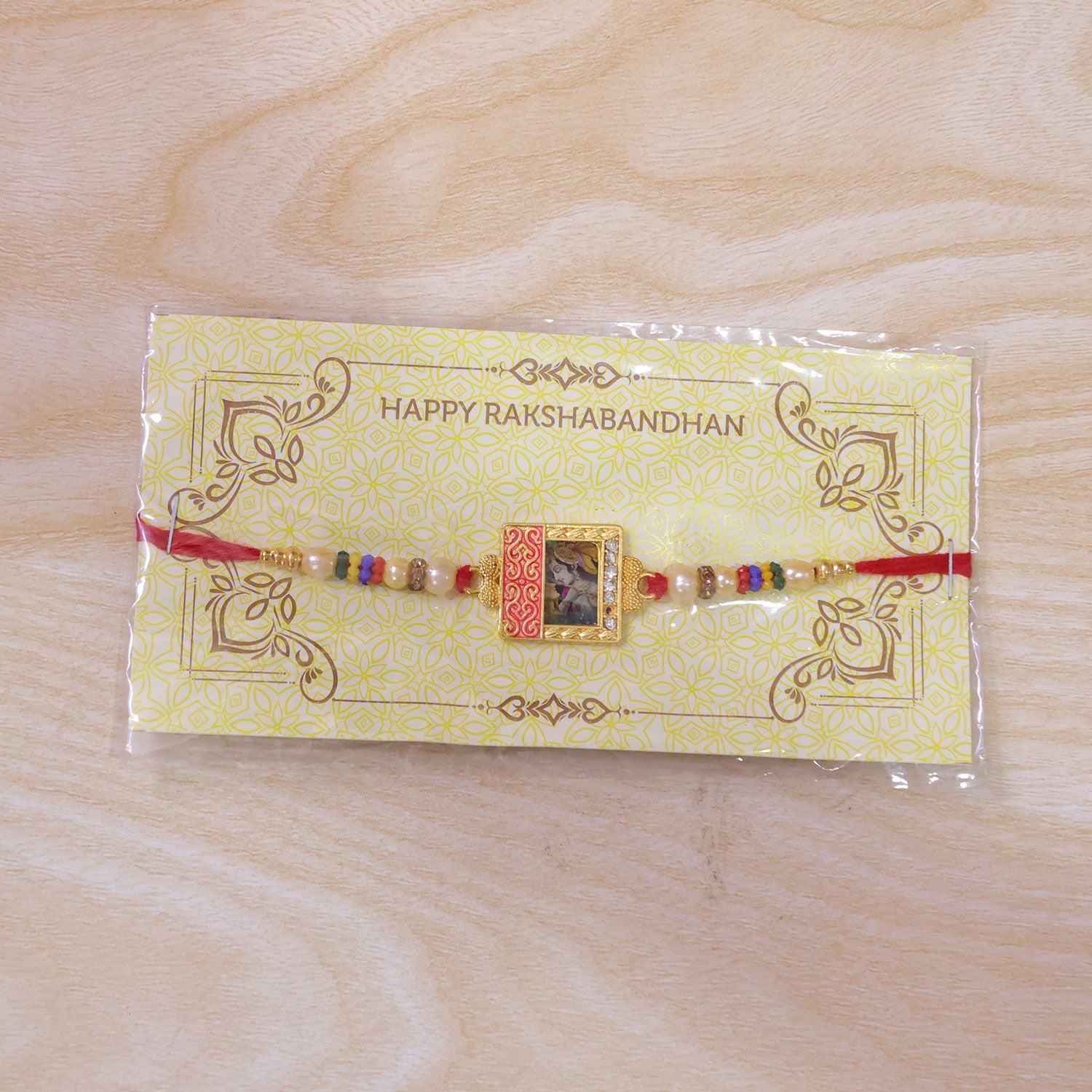 Radha Krishna Rakhi Traditional Square Centerpiece for Brothers (5pcs)