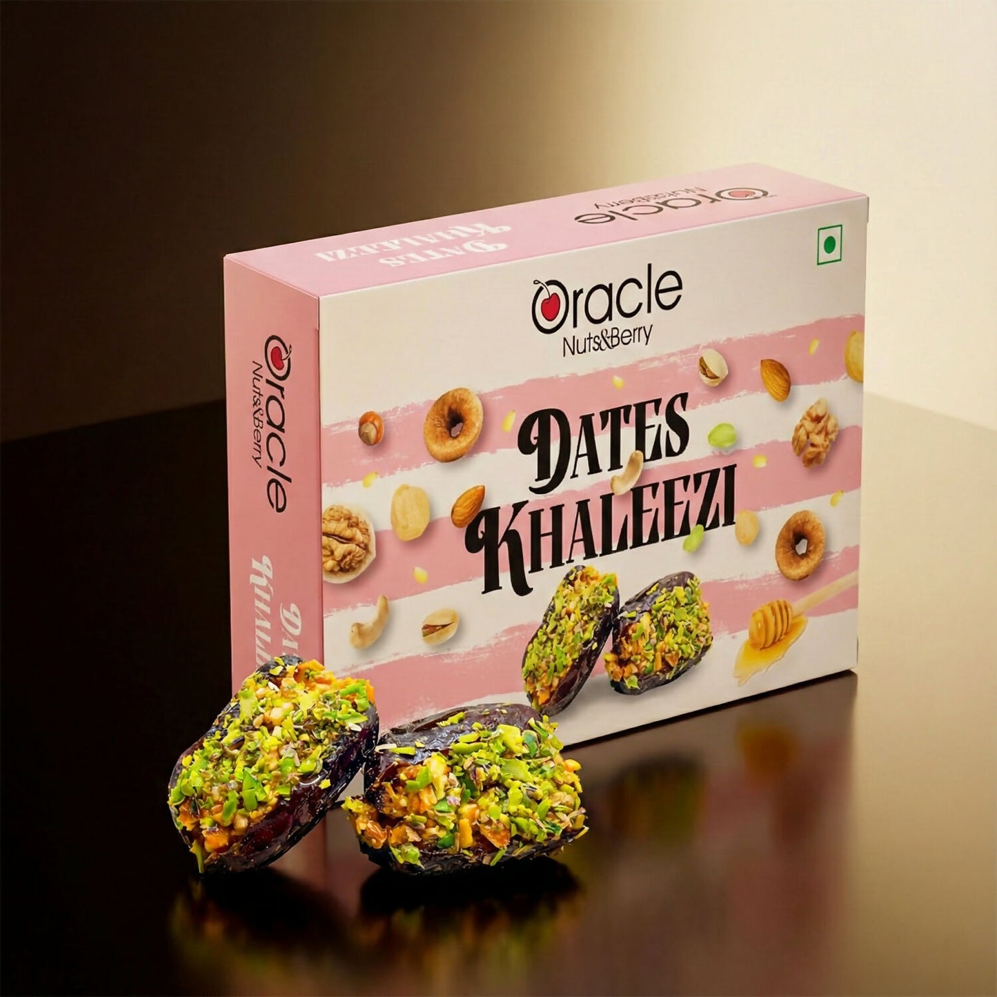 Oracle Dates Khaleezi – Premium Stuffed Dates with Nuts, Pista & Honey Notes (100Gm)