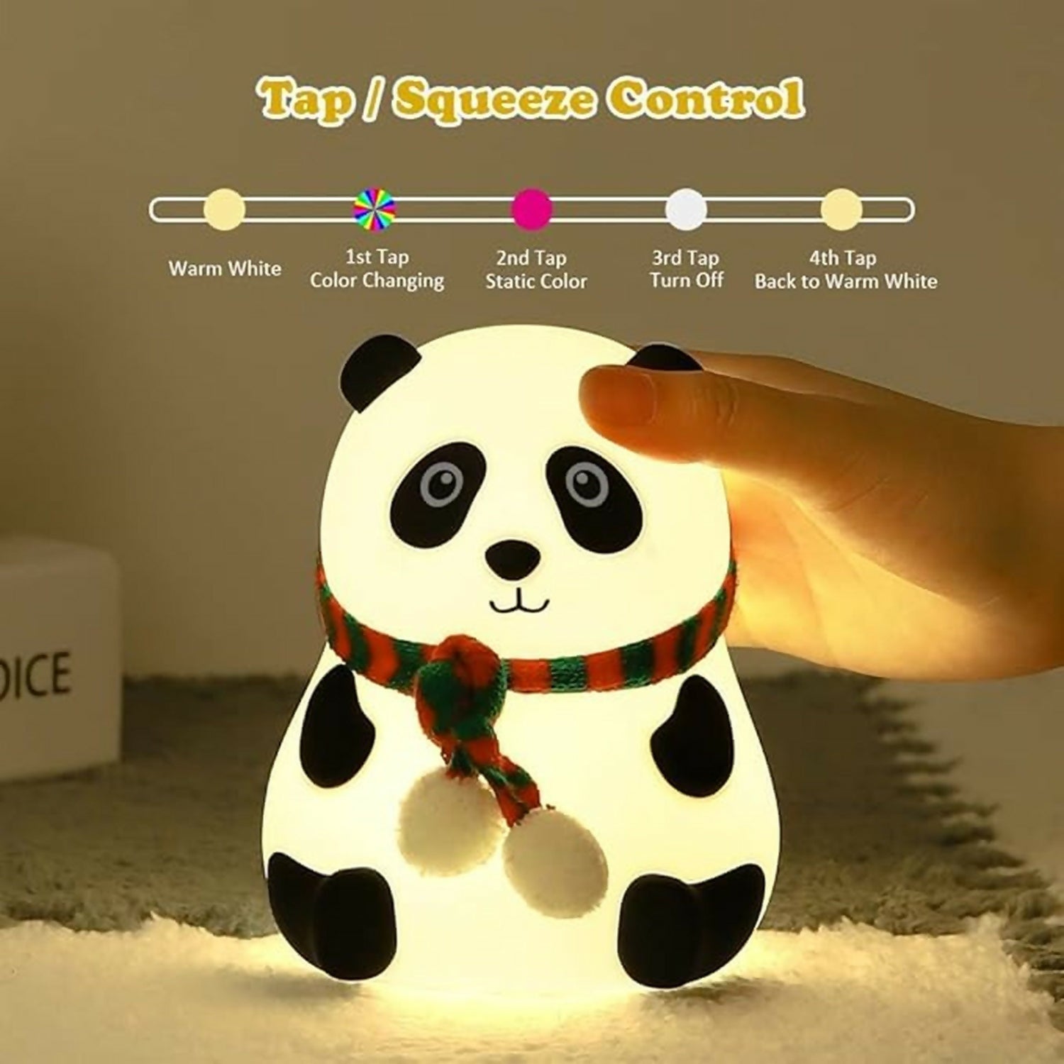 Cute Panda LED Night Lamp with Touch Control for Kids Bedroom & Gifting
