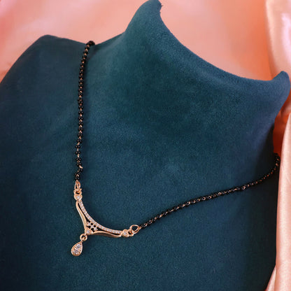 Classic Drop Pendant Mangalsutra with Curved Stone Bar