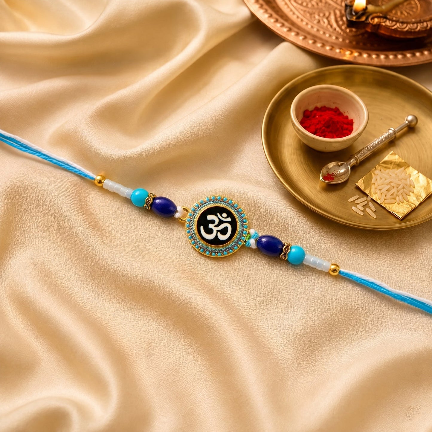 Om Symbol Rakhi Elegant Beaded Design for Raksha Bandhan (10pcs)