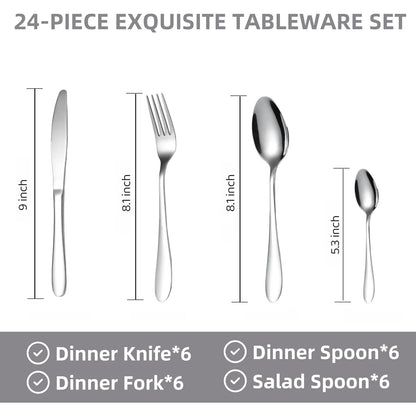Premium Stainless Steel Polished Cutlery Set (24 Pc)
