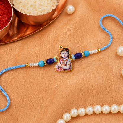 Lord Krishna Rakhi for Raksha Bandhan with Beads Design (10pcs)