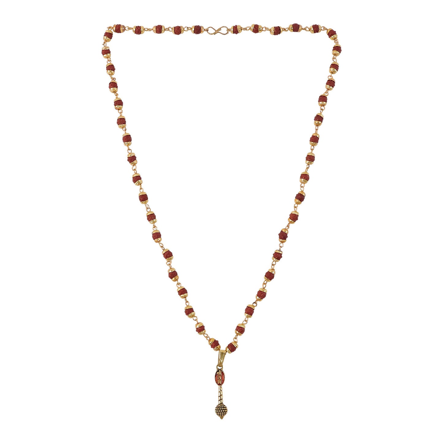 Ram Naam Gada Gold Pendant & Rudraksha Mala