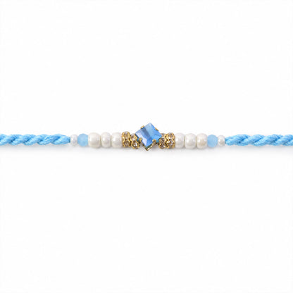 Beautiful Designer Rakhi with Studded Centre, Festive Beads and Raksha Bandhan Appeal