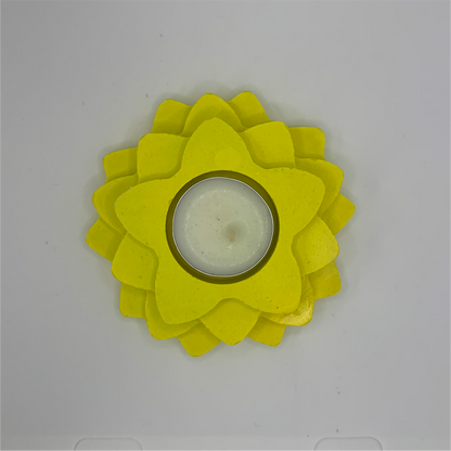 Flower 4-Layer Diya yellow tealight candle Elegant Home Decor Handmade