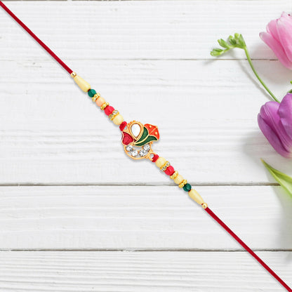 Ganpati Rakhi with Enamel Work and Traditional Beads Divine Blessing (10pcs)