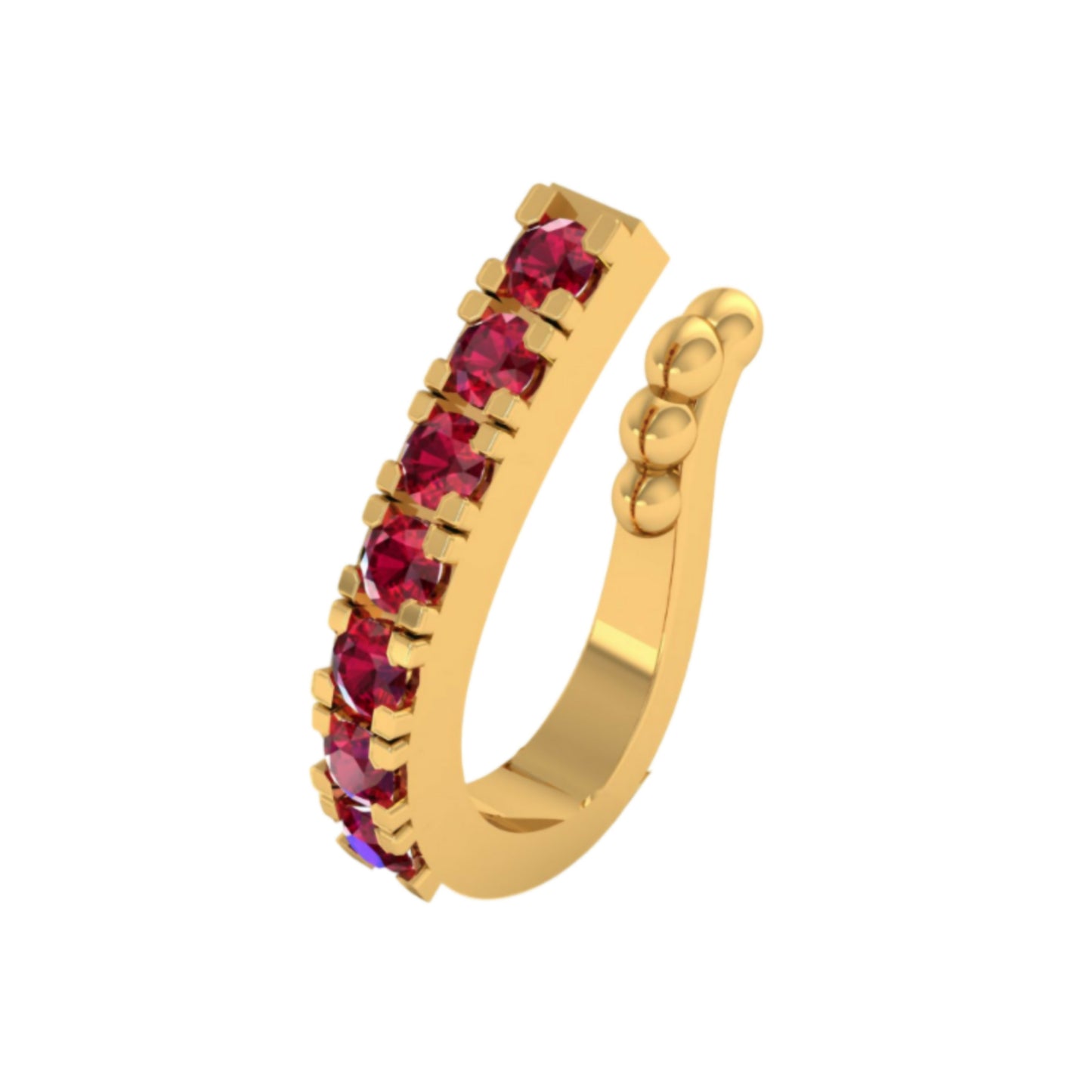 Ruby Stone Gold Plated Nose Clip - Non-Piercing Nath