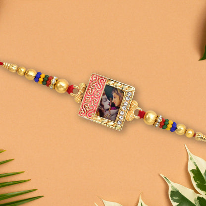 Radha Krishna Rakhi Traditional Square Centerpiece for Brothers (5pcs)
