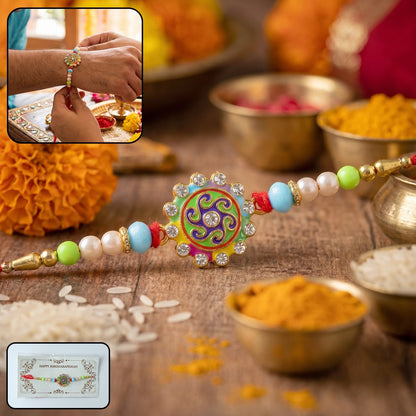 Rakhi Vibrant Multicolor Floral Swirl Design for Raksha Bandhan (10pcs)