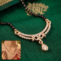 Floral Design Mangalsutra Necklace with Teardrop Pendant 1 Pc