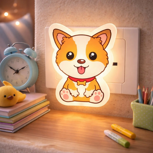 Cute Dog Plug-In Night Light Lamp for Kids Bedroom Decor