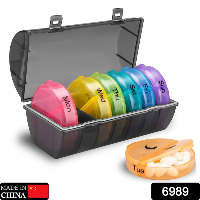 6989 Weekly Pill Organizer 2 Times a Day Travel 7 Day Pill Box