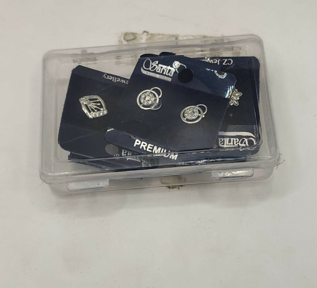 Trio of Silver Stud Earrings for women and girls Combo Pack of 3