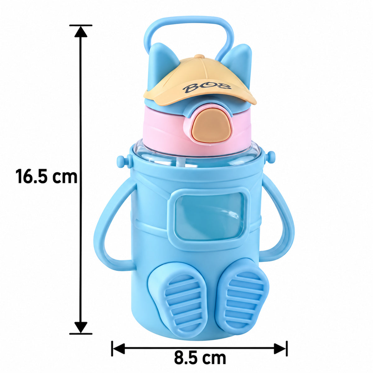 Kids Sipper Water Bottle with Straw, Dual Handles and Strap (450 ml, 1 Pc)