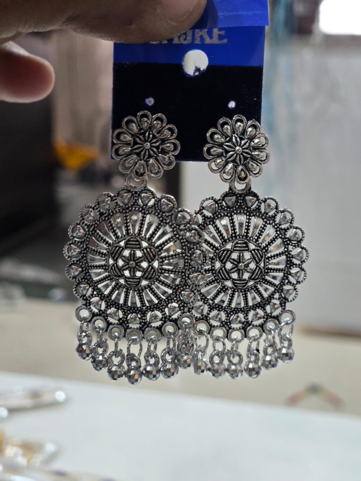 Silver Oxidised Floral Jhumka Earrings for Women Traditional Jewellery