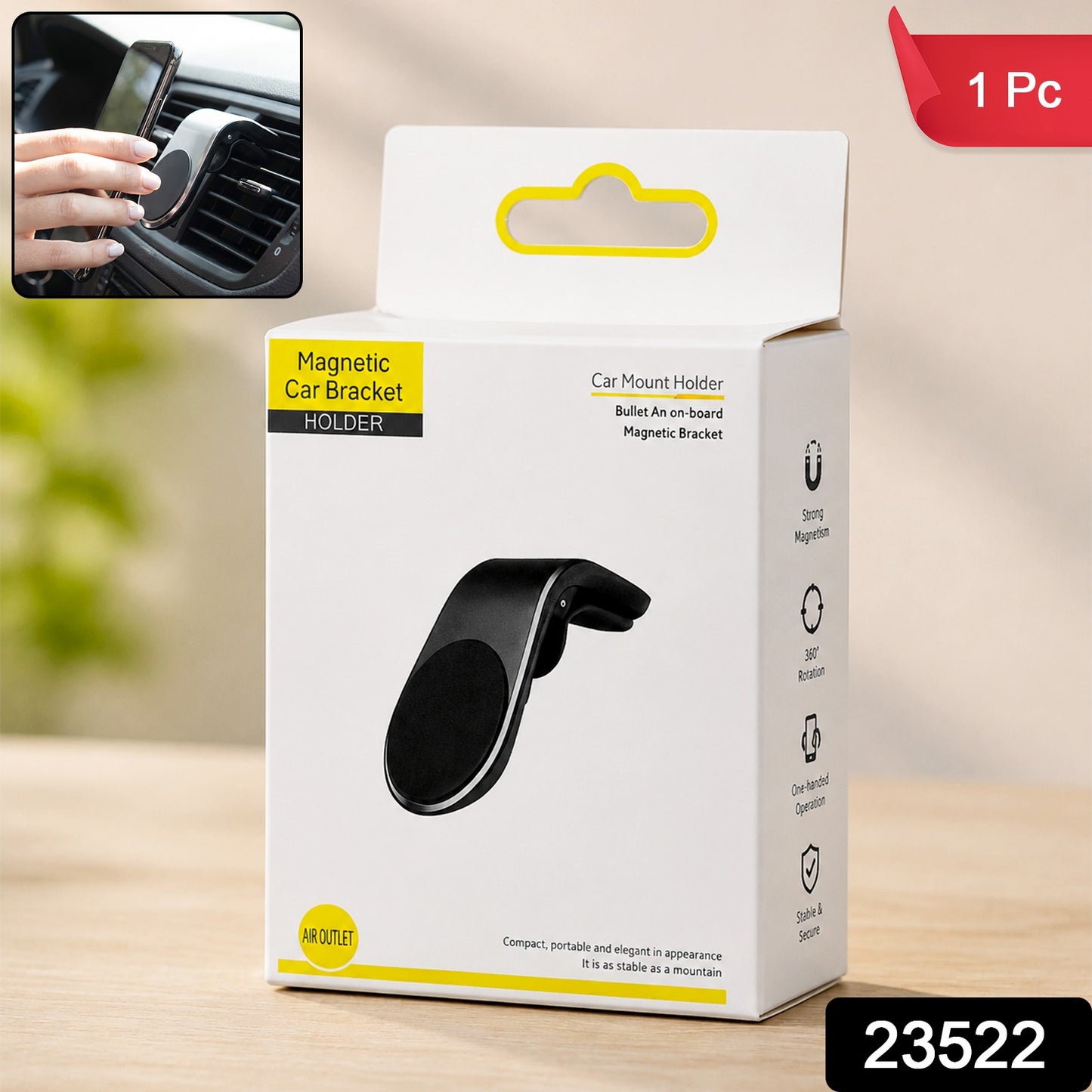 Magnetic Car Air Vent Phone Holder – Foldable & Hands-Free