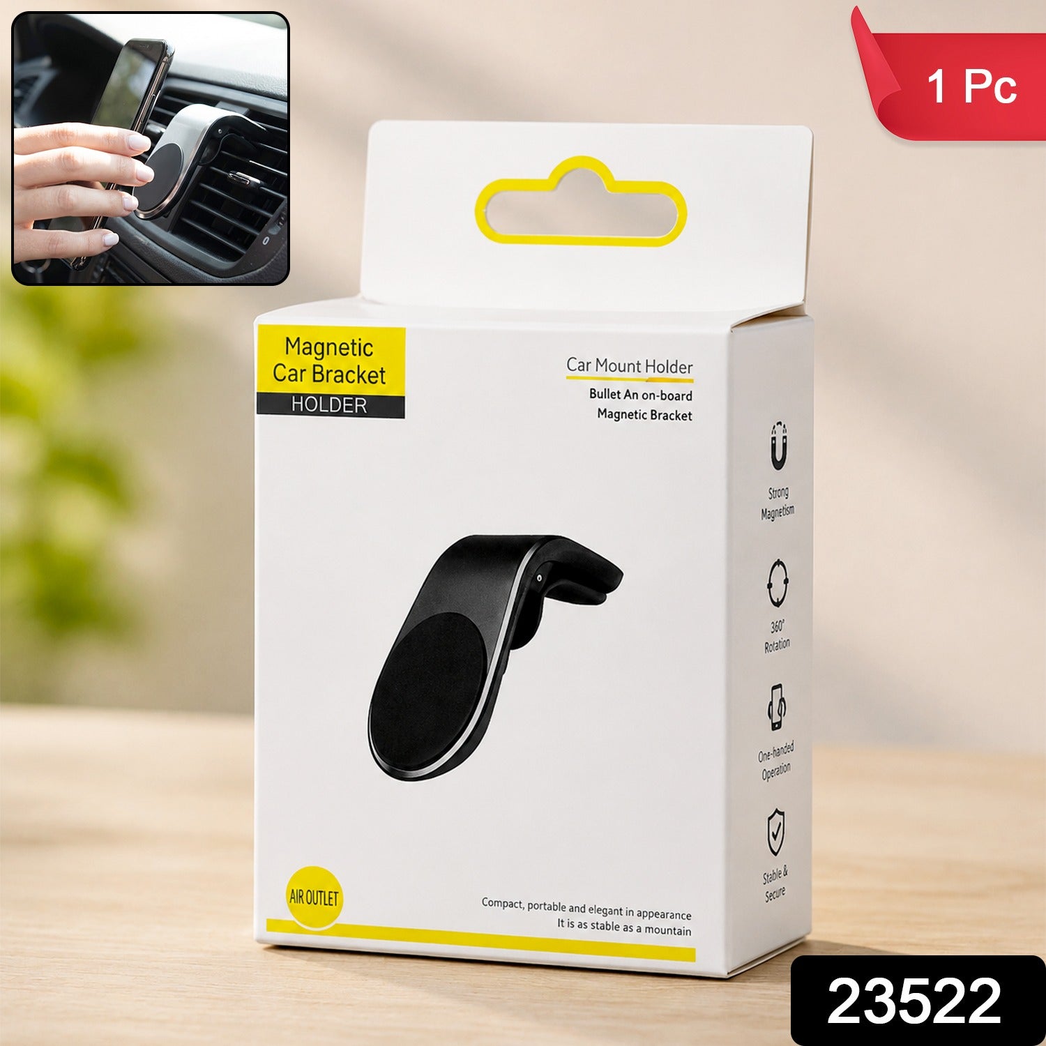 Magnetic Car Air Vent Phone Holder – Foldable & Hands-Free