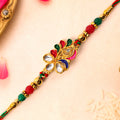 Multicolor Floral Kundan Pendant Rakhi with Green Beads
